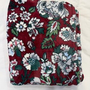 Floral Red and Green Throw Blanket